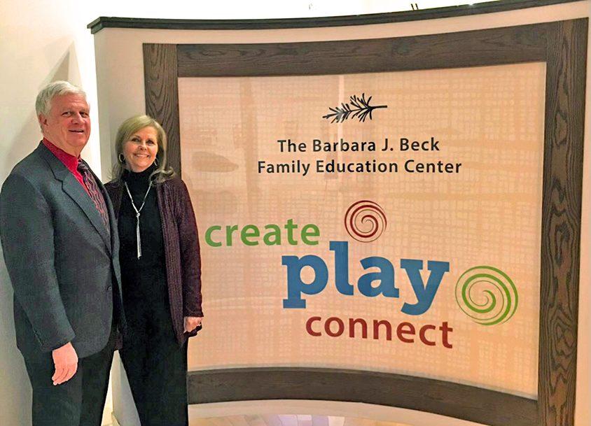 Bill and Barbara Beck inside the Beck Family Center