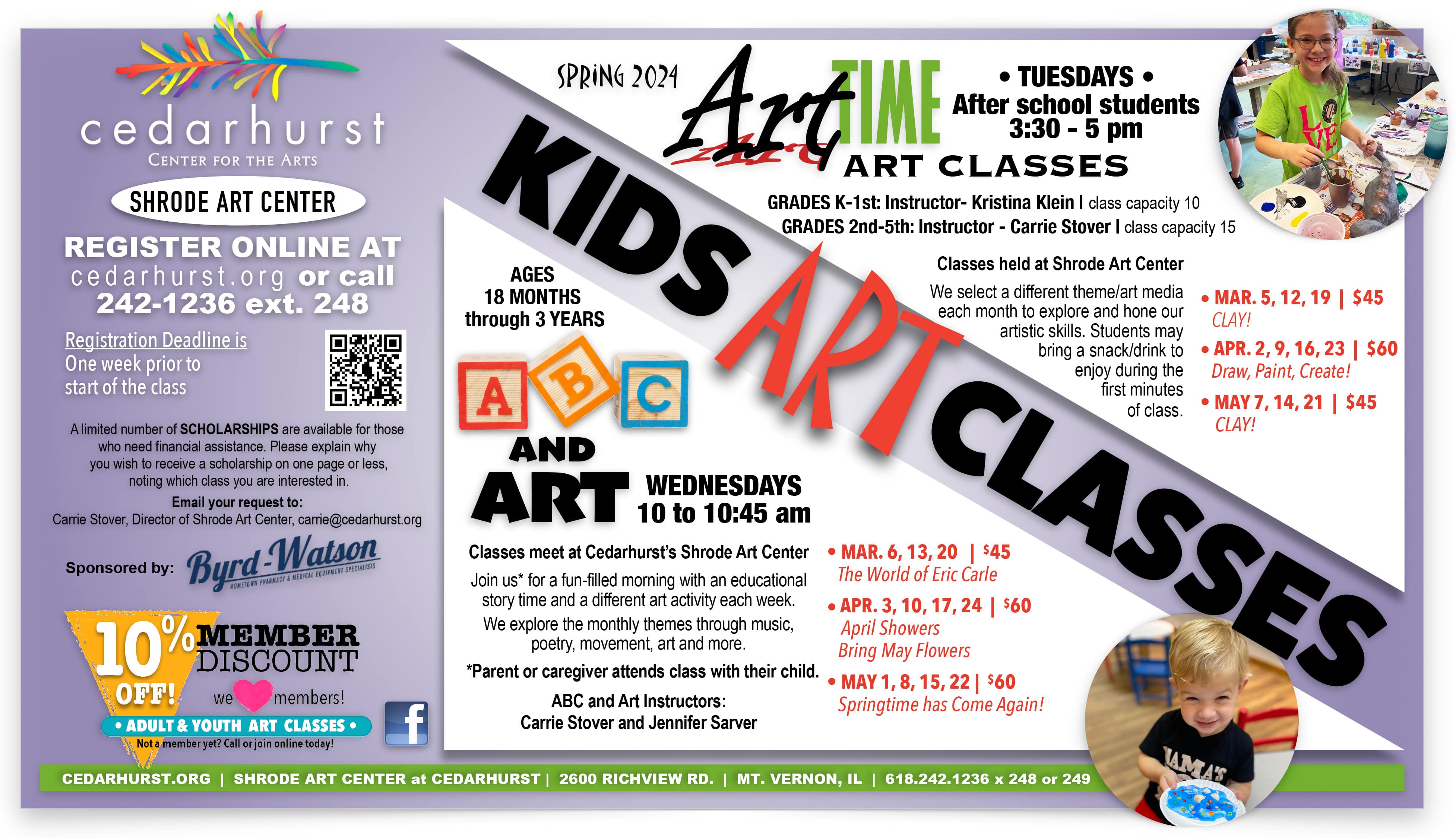 2024 Spring Kids Art Classes flyer